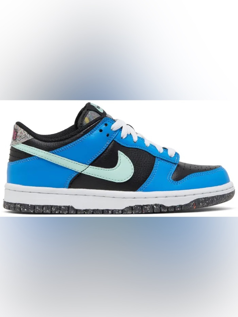Nike Dunk Low SE GS Black Photo Blue Mint Foam Sneakers Size 4Y